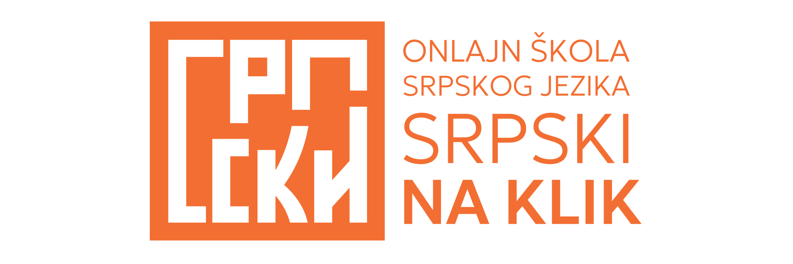 Logo for Online Škola Srpskog Jezika, featuring an orange square emblem next to the orange text name of the school